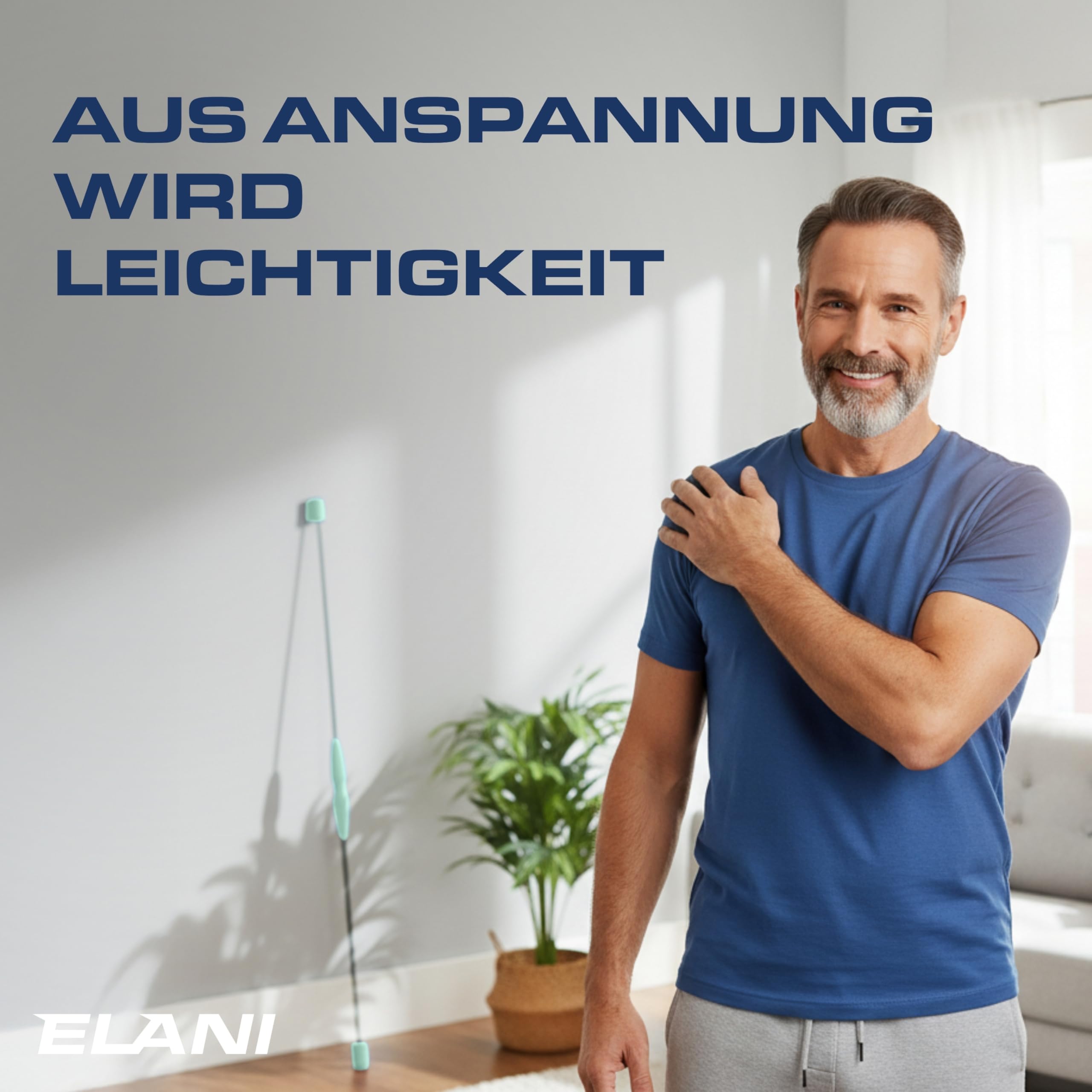 ELANI Schwingstab - Verstellbarer Widerstand & ergonomischer Griff - hochbelastbarer Gymnastikstab, auch als Physiotherapie Zubehör, Swinging Sticks, Schwingstab Fitness Testsieger, Flex Stab
