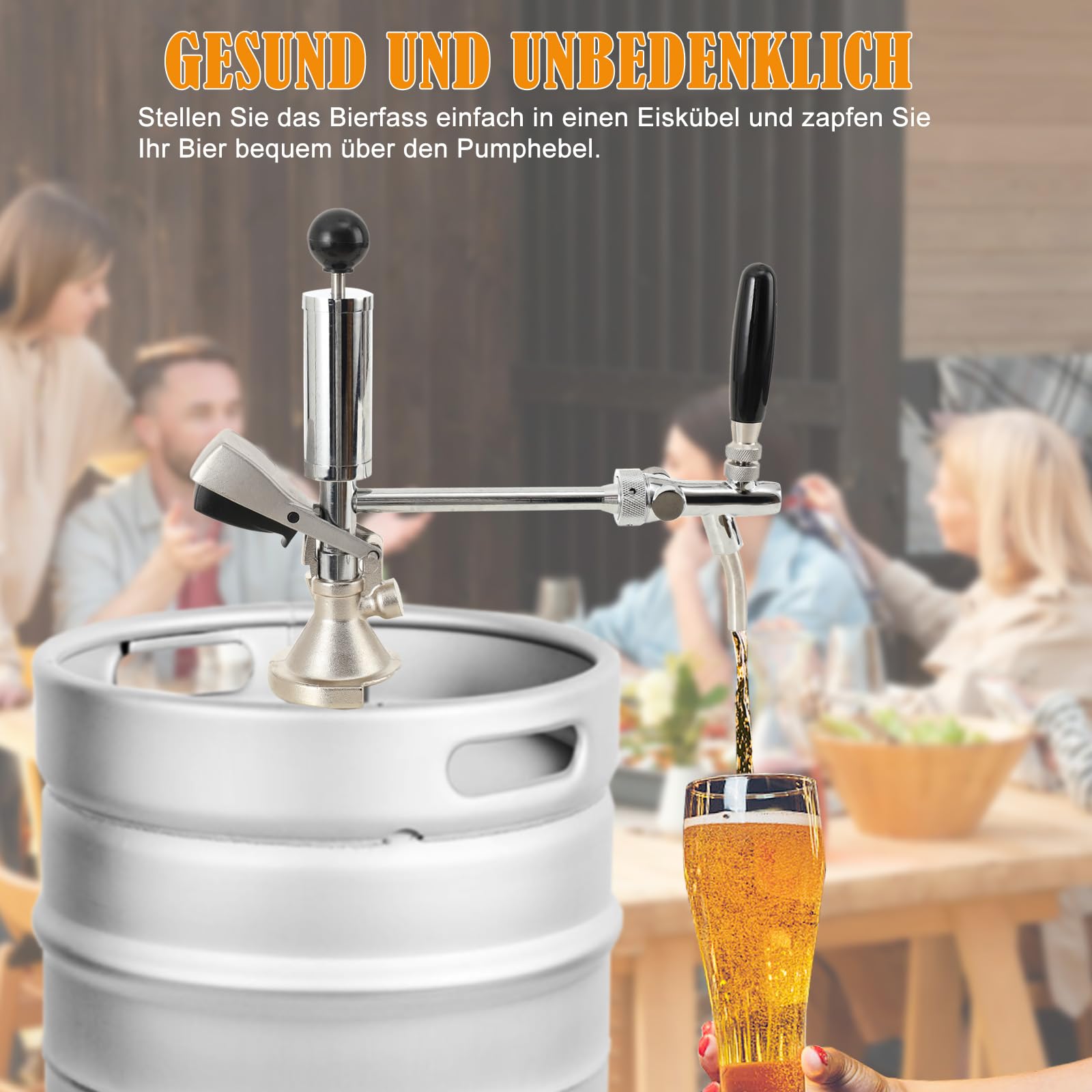 4-Zoll-Bierfass-Partypumpe, Bierfass-Zapfhahn aus Edelstahl, Keg-Zapfhahn-Kit mit Luftpumpe und Verteiler, Kolbenschankhahn für Keg-Anschlüsse, Perfekt für Picknicks, Partys oder Camping