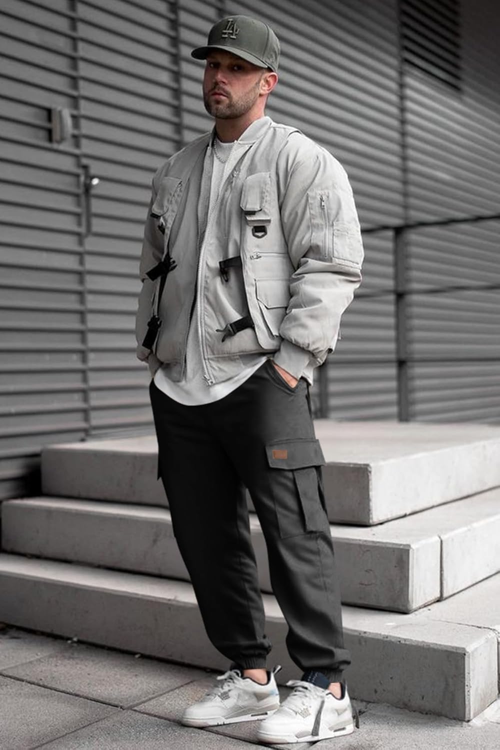 Runcati Mens Cargo Pants Casual Drawstring Elastic Waist Chino Pants Stretch Outdoor Track Joggers Sweatpants - Image 6