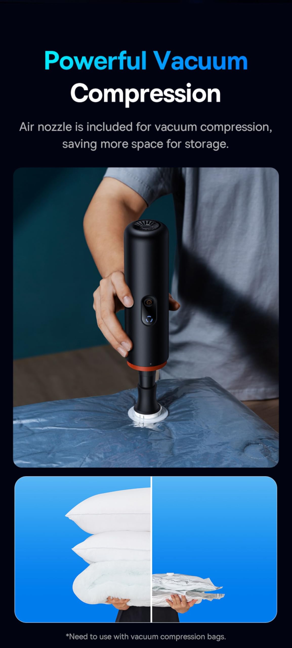 Cordless Car Vacuum Cleaner Baseus A5 16000Pa (Black)