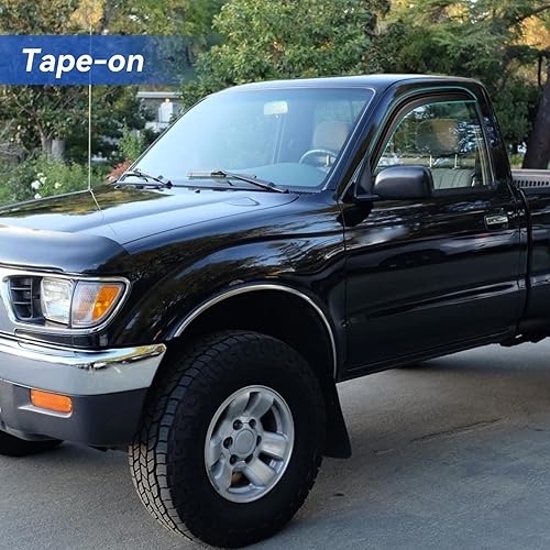 Miniatura 4 de YQAUTEC Protectores de lluvia para ventanas para Toyota Tacoma 1995-2004, deflectores de viento de ventana de humo oscuro, compatible con cinta