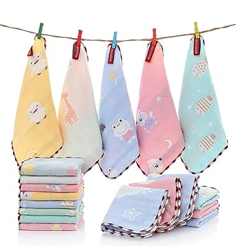 CLUZE Women's Cotton Face Towels - Square Handkerchief For Women/Kids/Girls (Multicolour) (Size 25x25 cm)
