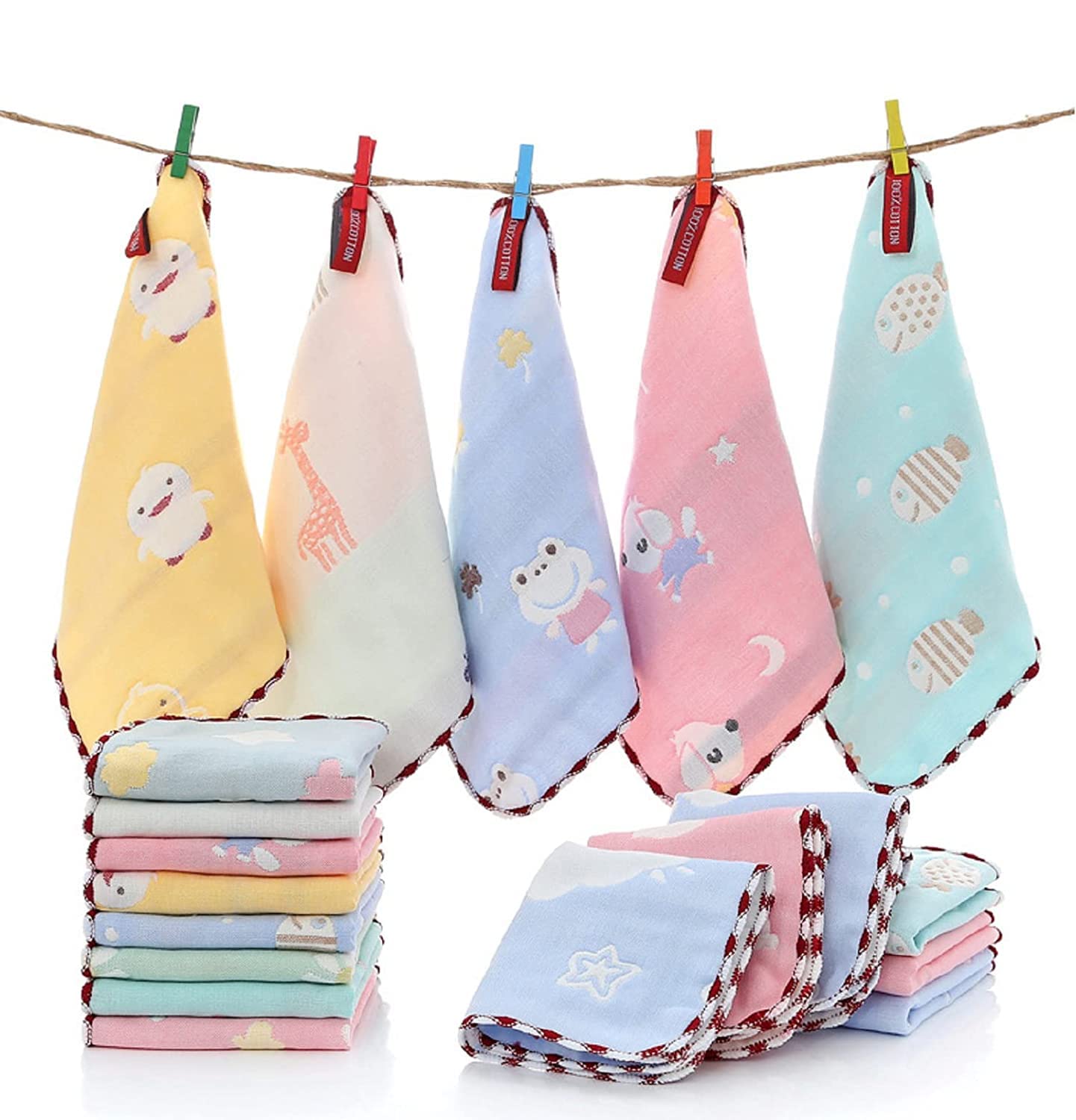 CLUZE Women's Cotton Face Towels - Square Handkerchief For Women/Kids/Girls (Multicolour) (Size 25x25 cm) (6)