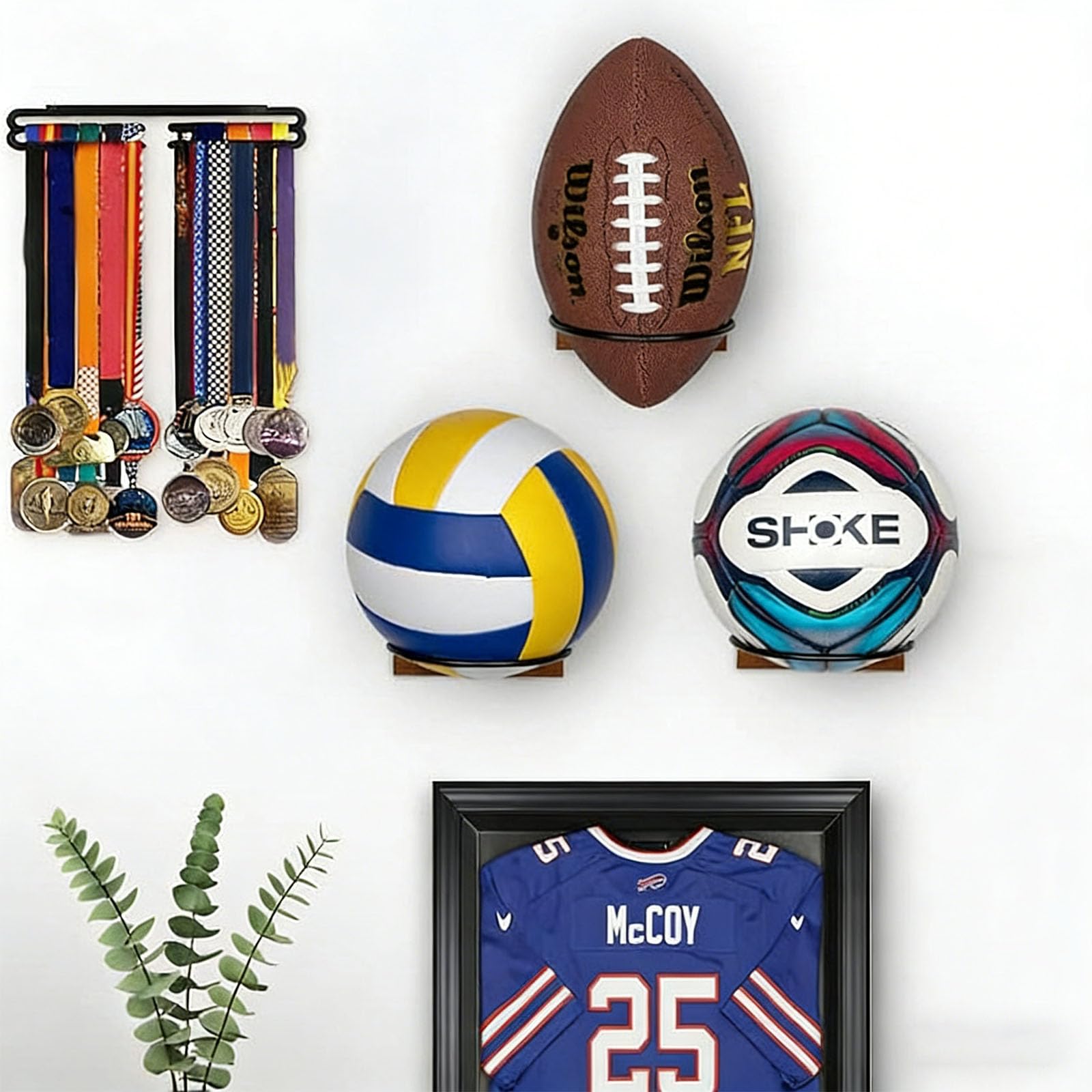 Soporte de pared para pelotas deportivas, multifuncional, para exhibir baloncesto, fútbol, baloncesto
