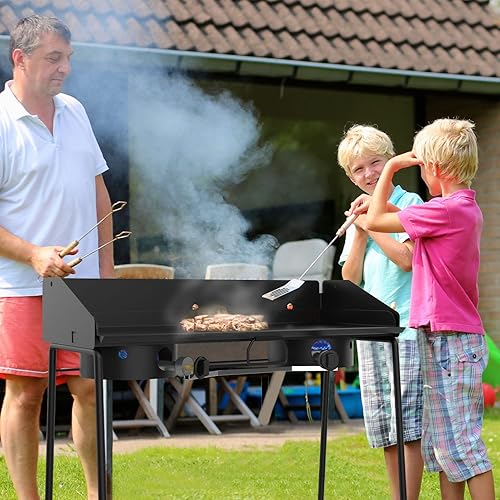 Vista 2 de Plancha profesional para freír Camp Chef de 3 quemadores, pieza de repuesto de placa superior plana para Camp Chef Tundra, Expedition 3X Combo