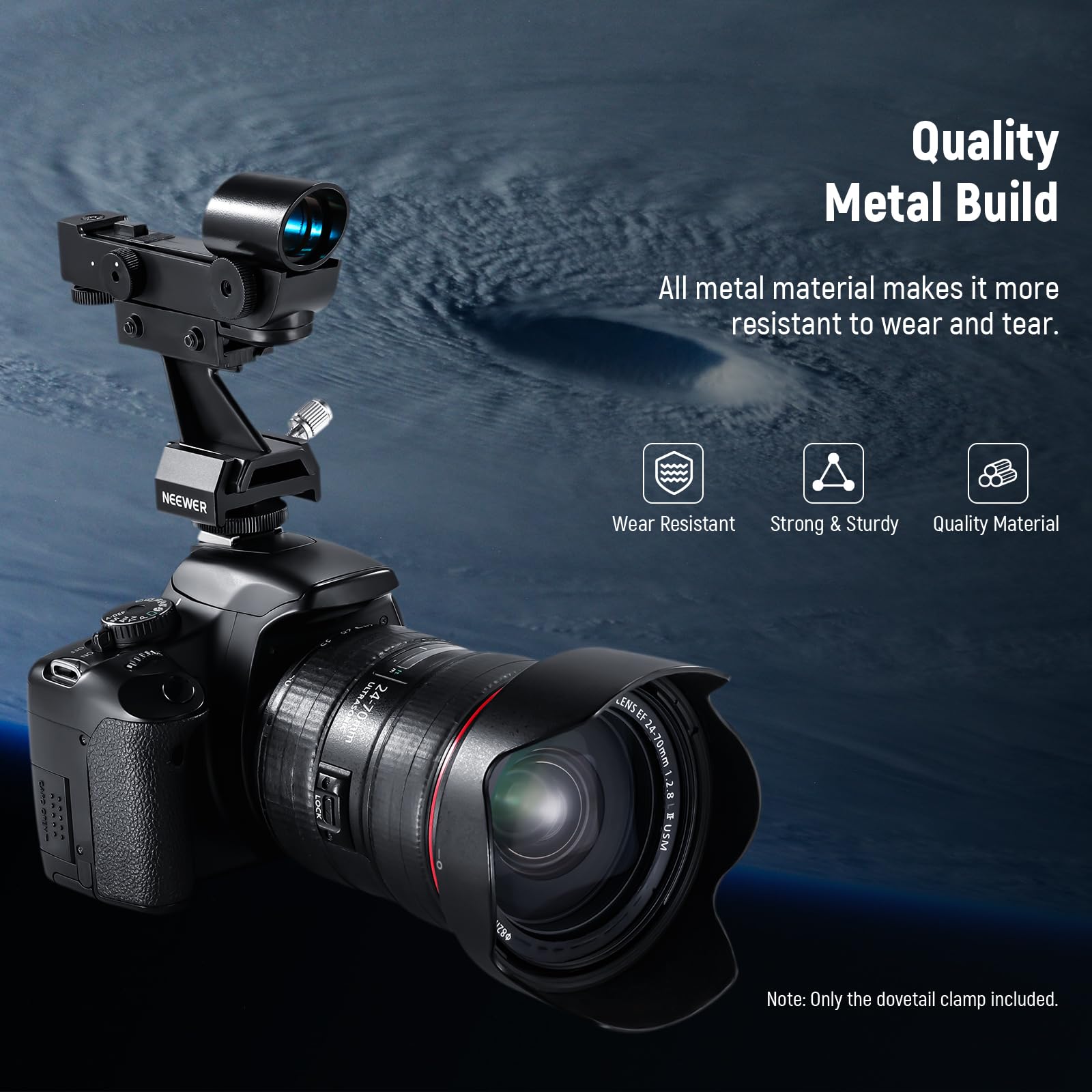 NEEWER Adattatore di Montaggio per Cercatore di Telescopi in Metallo con Cold Shoe e Filettatura 1/4" per Attacco Hot Shoe, Base a Coda di Rondine Standard da 33mm per Astrofotografia di Cielo, LS-T16