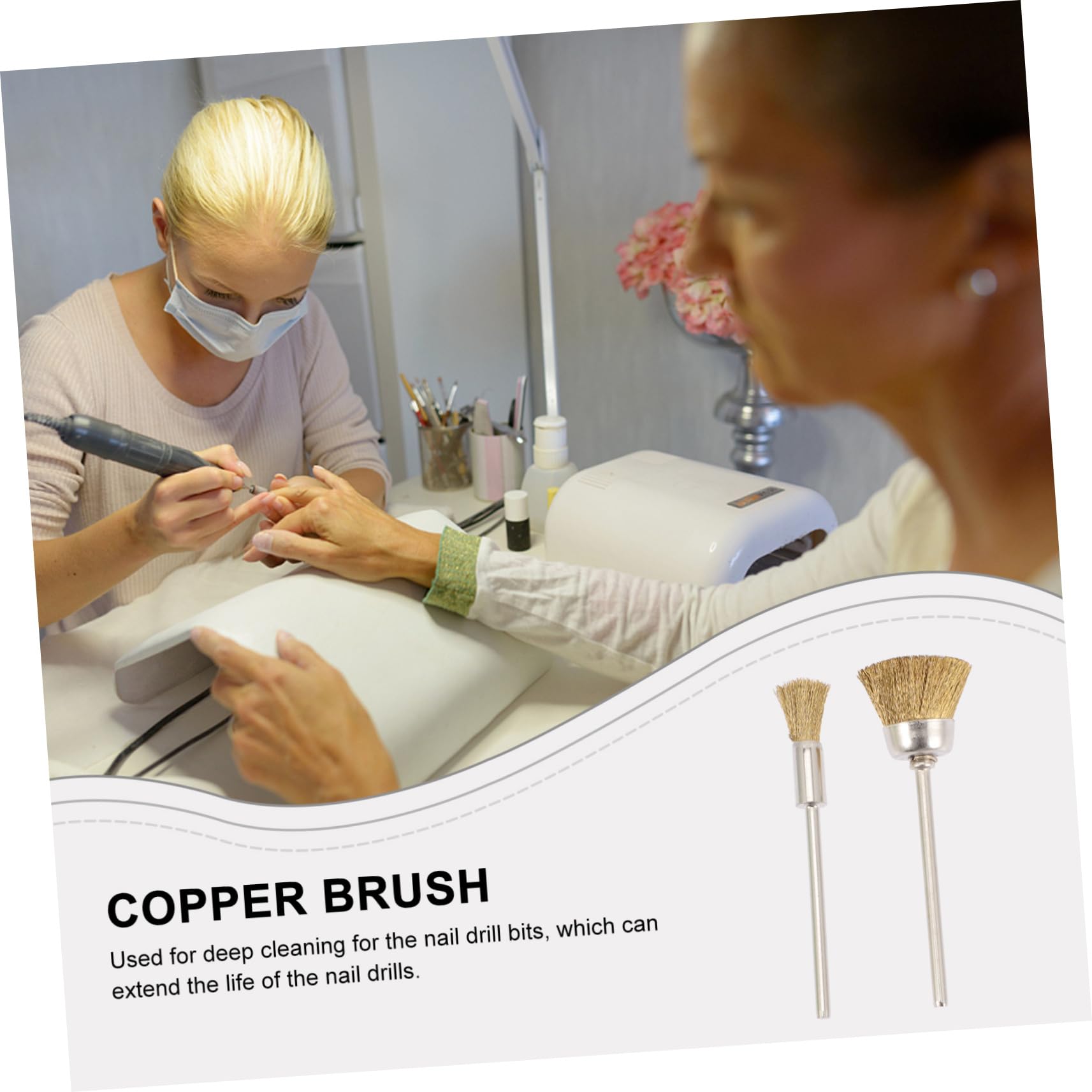 Healeved 20pezzi Spazzola Pulizia Trapano Unghie Rame Per Pulizia Profonda Testine Smerigliatrici Utensile Di Manutenzione Per Nail Art e Ricostruzione Unghie