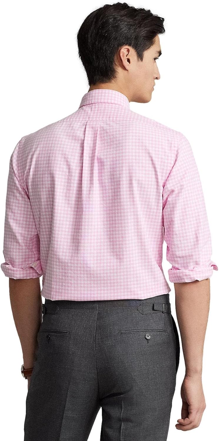 POLO RALPH LAUREN Men's Long Sleeve Oxford Button Down Shirt (XL, CheckeredPink) - Image 5