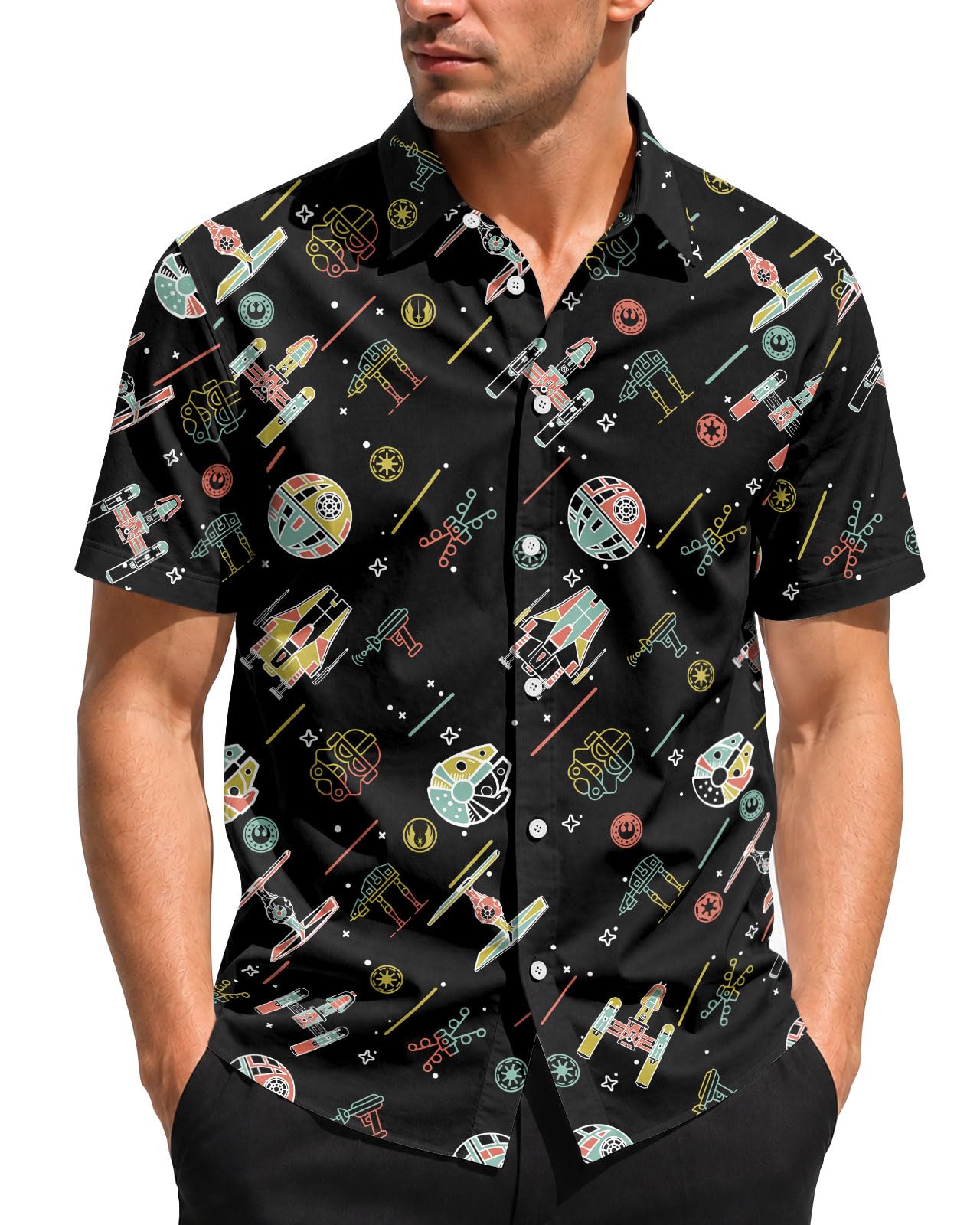 99TIMORO Funny Film Summer Button Down Shirt Men Short Sleeve Top