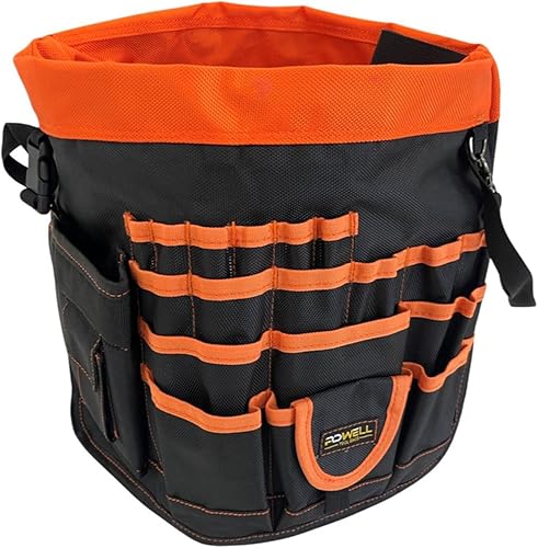 Powell - Organizador de bolsa de herramientas de 5 galones, cubo de almacenamiento de herramientas resistente para carpinteros, electricistas y