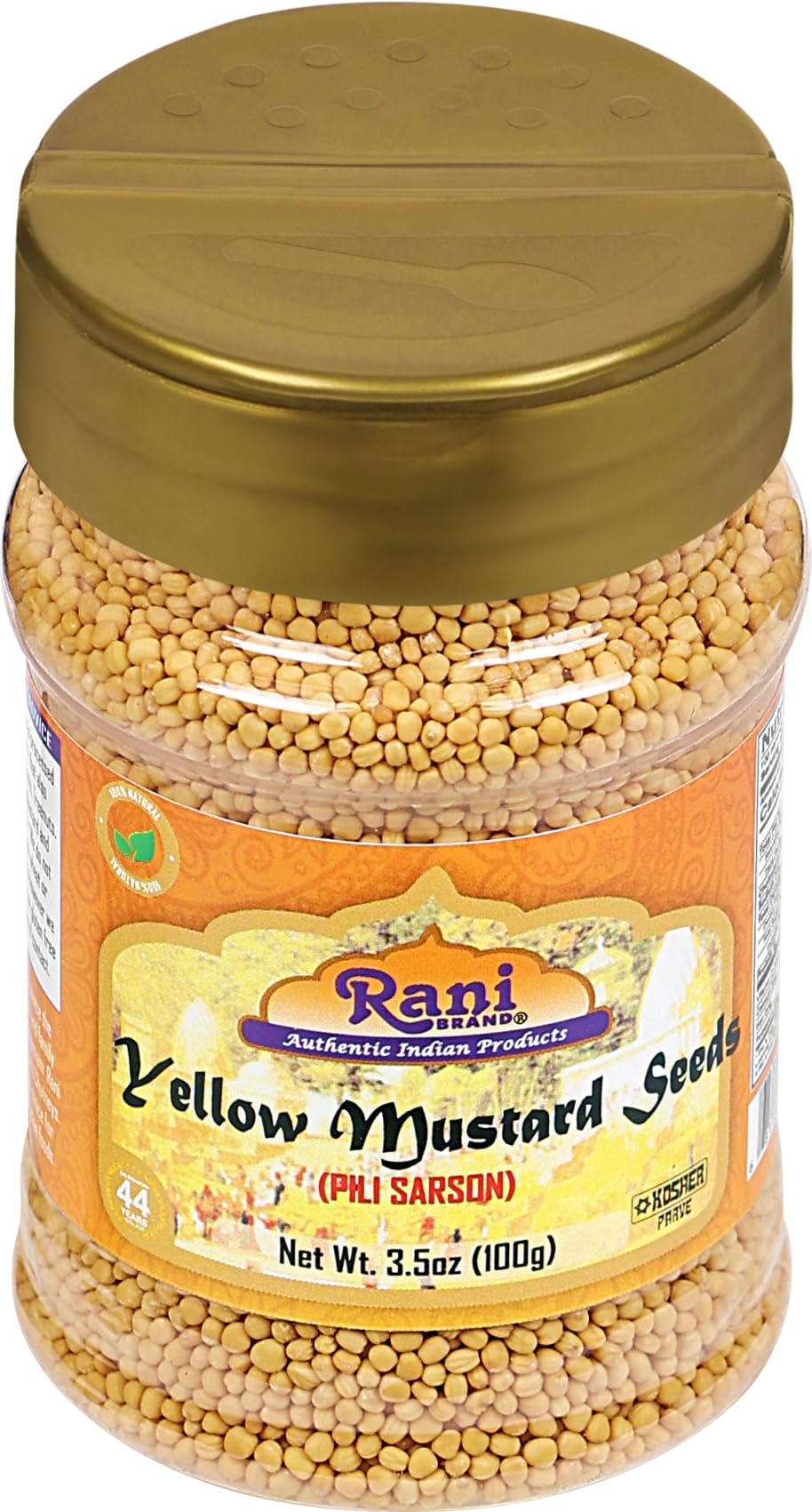Rani Yellow Mustard Seeds Whole Spice 3.5oz (100g) Jar ~ Ideal for Pickling, Dressing and Making Ground Mustard for Cooking, All Natural | Vegan | Gluten Friendly | NON-GMO | Kosher | Indian Origin