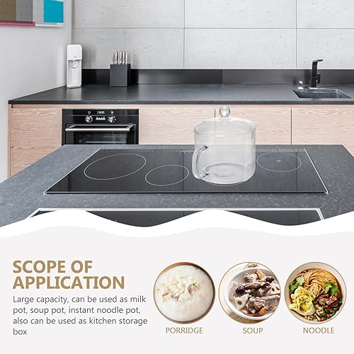 Miniatura 7 de Luxshiny Cacerola de vidrio con tapa de 5.1 in  Olla y sartén de vidrio con tapa, utensilios de cocina de vidrio para pasta, sopa, leche, comida