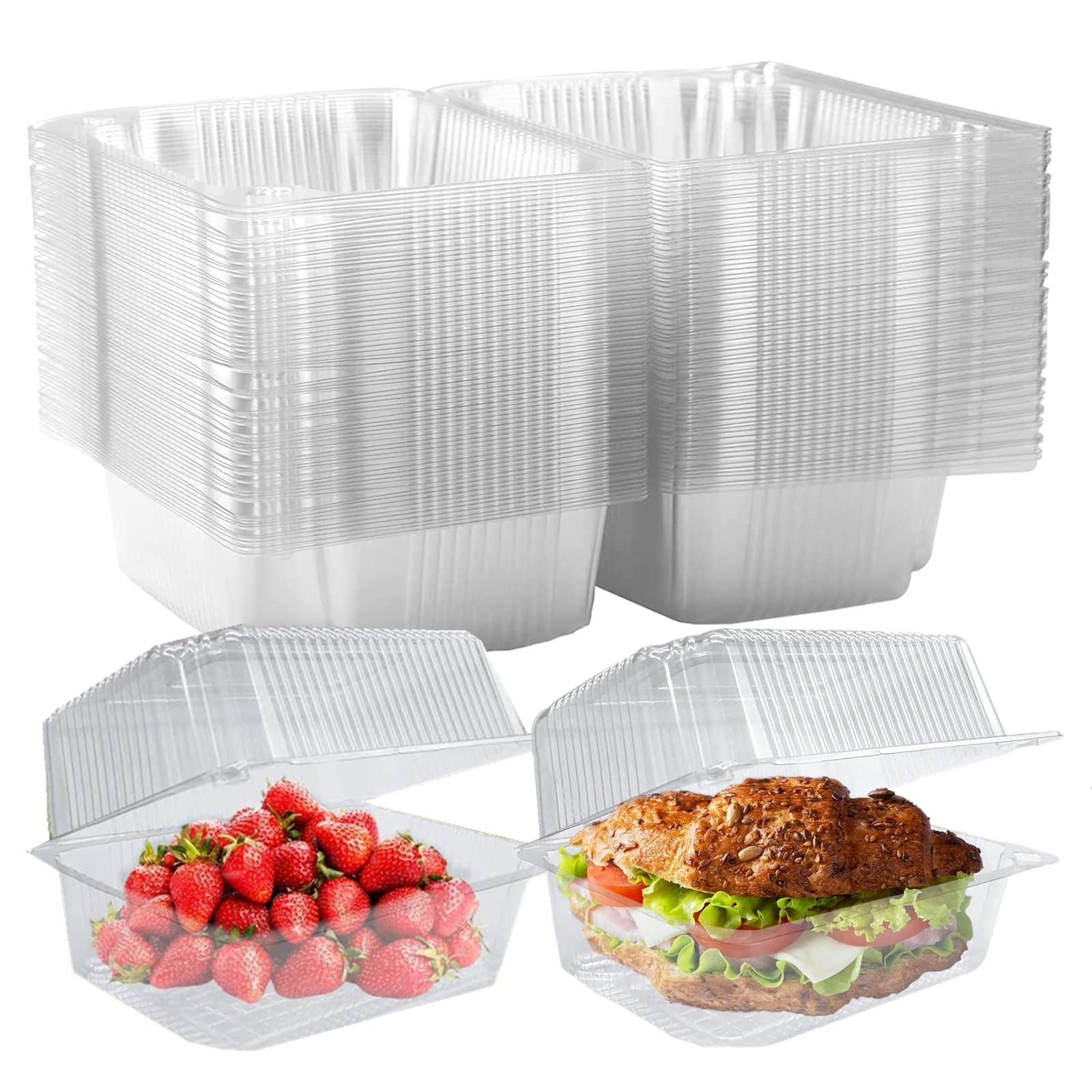 Surflyee50 Individual Cake Slice Boxes, 7.3 Inch Food Containers for Muffin, Salad, Biscuit, Perfect for Birthday Party, Wedding, Cake Shop
