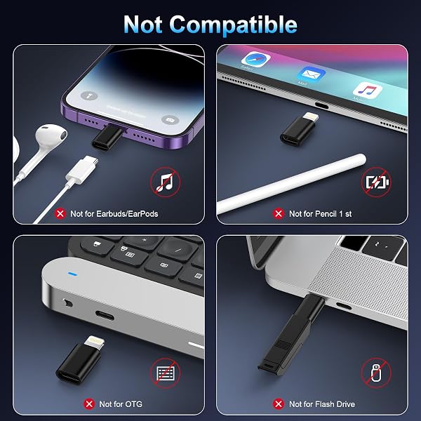 Adaptateur Lightning vers USB C(Lot de 2), Adaptateur USB C vers iPhone 14 13 12 11 Pro Max i-Pad, Adaptateur USB C Lightning PD Charge Rapide et Transfert de Données, Pas pour écouteurs/Audio/OTG - 4