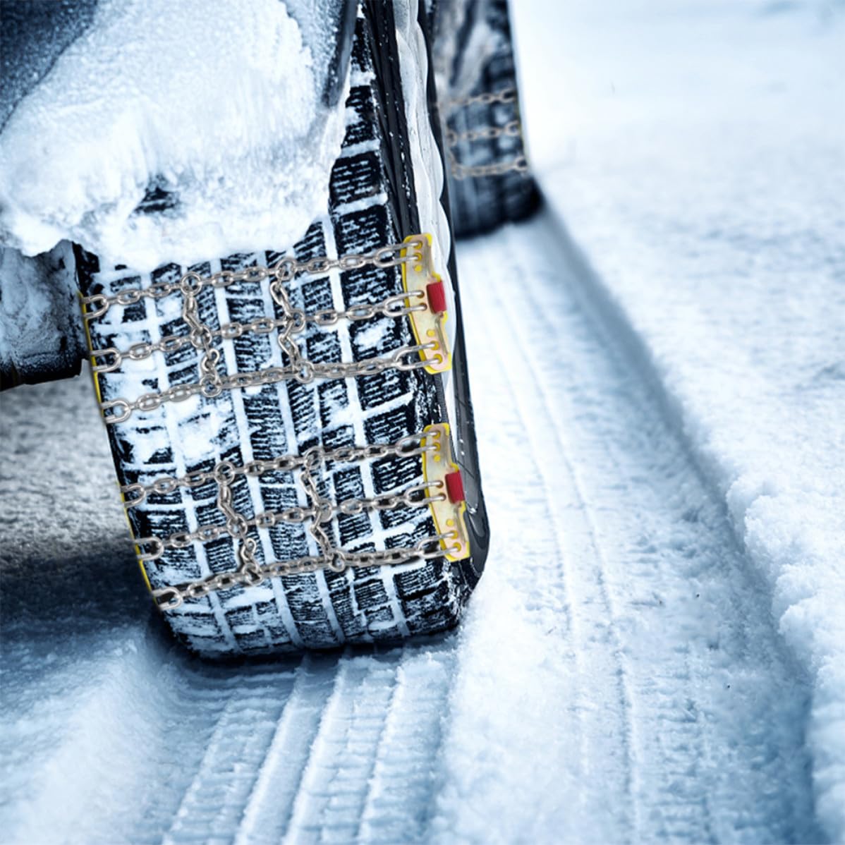 2 Stück Stahl Schneeketten mit Antirutschmechanismus für Autoreifen Verschleißfest und Langlebig für Schnee und Eis Notfälle Am Fahrzeug Zufällige Farbe