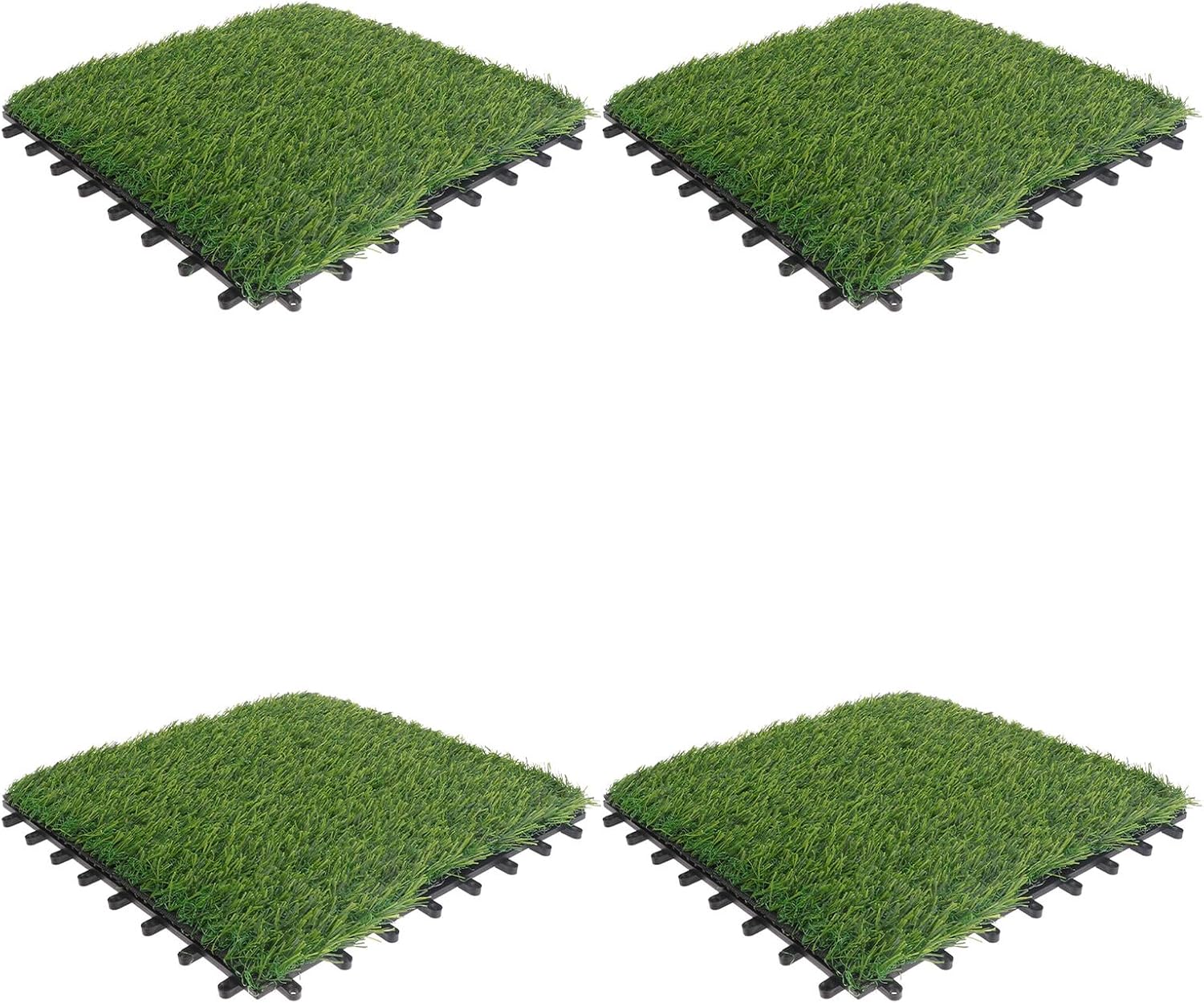 BESPORTBLE Artificial Grass Turf Tiles Interlocking 30x30cm 4pcs Fake Grass for Garden Lawn Patio Outdoor Decor Sturdy Synthetic Turf Mat