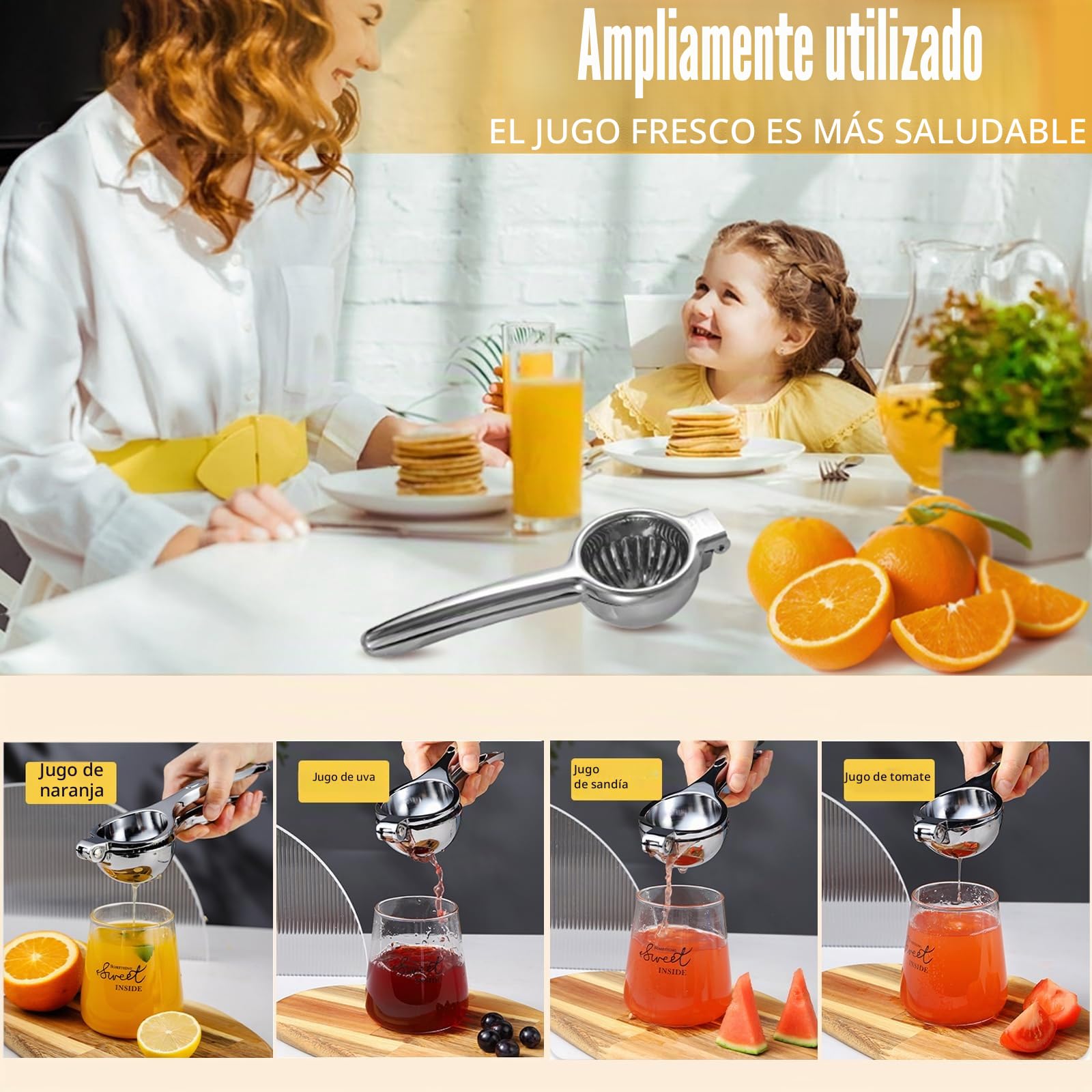 Exprimidor de Limones Manual Aleación de Zinc Cromo Brillante para Restaurante, Cocina, Bar