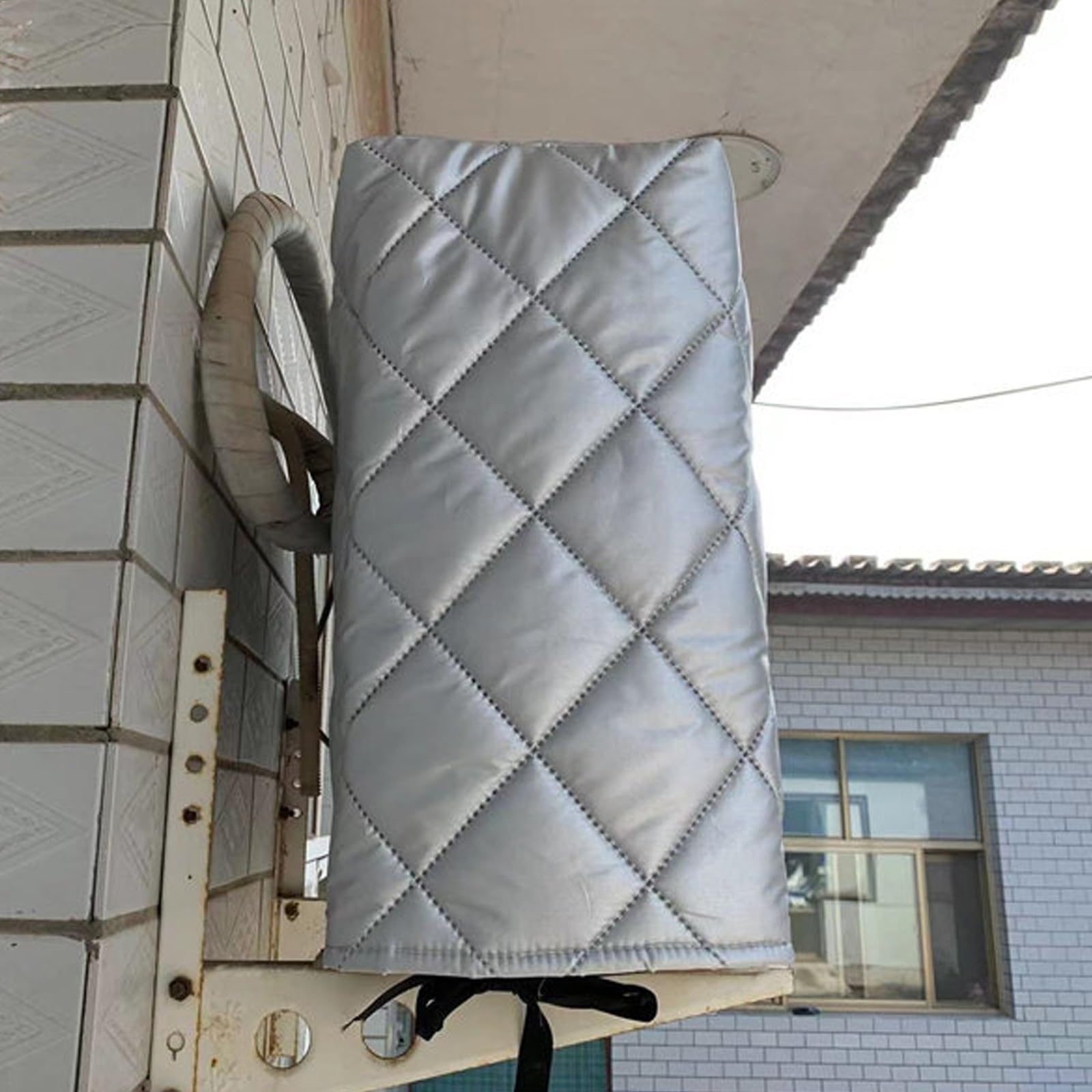 Funda de aire acondicionado para exteriores, impermeable, con cordón, tela de buey duradera, diseño de cobertura completa, se adapta a la mayoría de unidades de CA de ventana estándar (90 x 40 x 60 cm