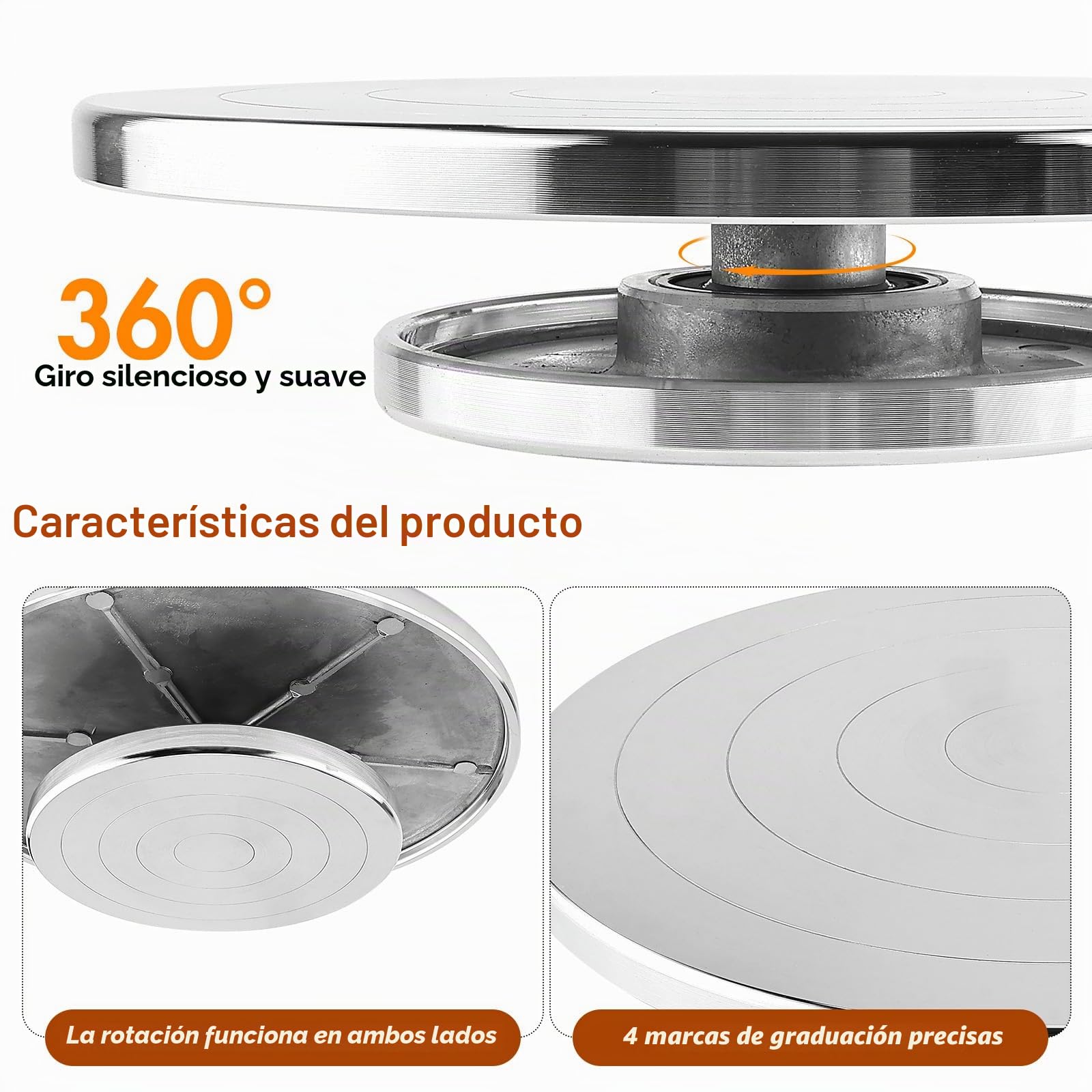 Homtone Torno de alfarero giratorio de 20 cm con juego de herramientas, rueda de alfarería de doble cara, rueda de bandas de metal de aleación de aluminio de alto rendimiento, para giro manual