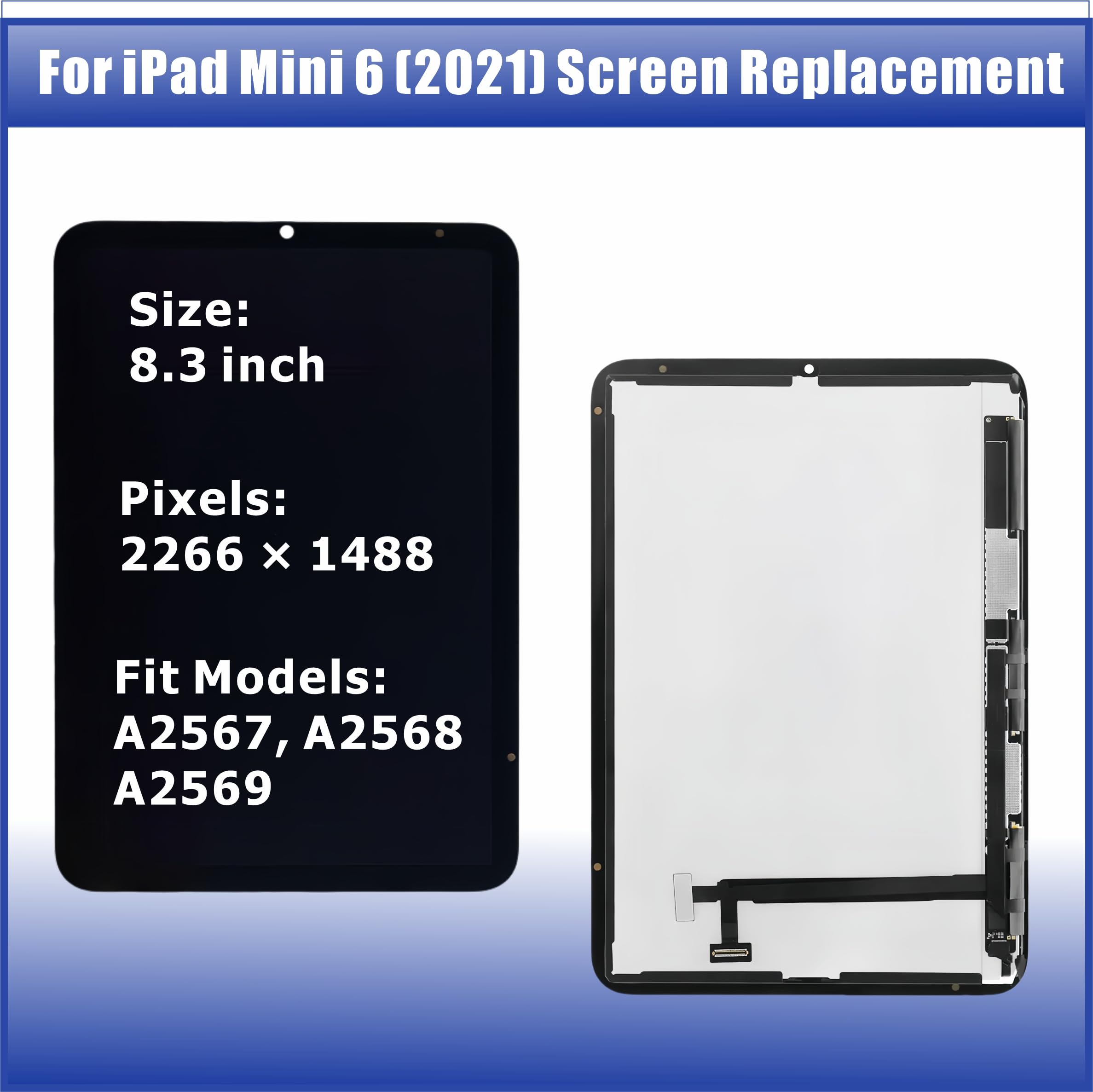 ZTR for iPad mini 6 6th 2021 Screen Replacement 8.3’’ LCD Display for iPad Mini6 Gen A2567 A2568 A2569 Digitizer Touch Screen Assembly with Free Tools