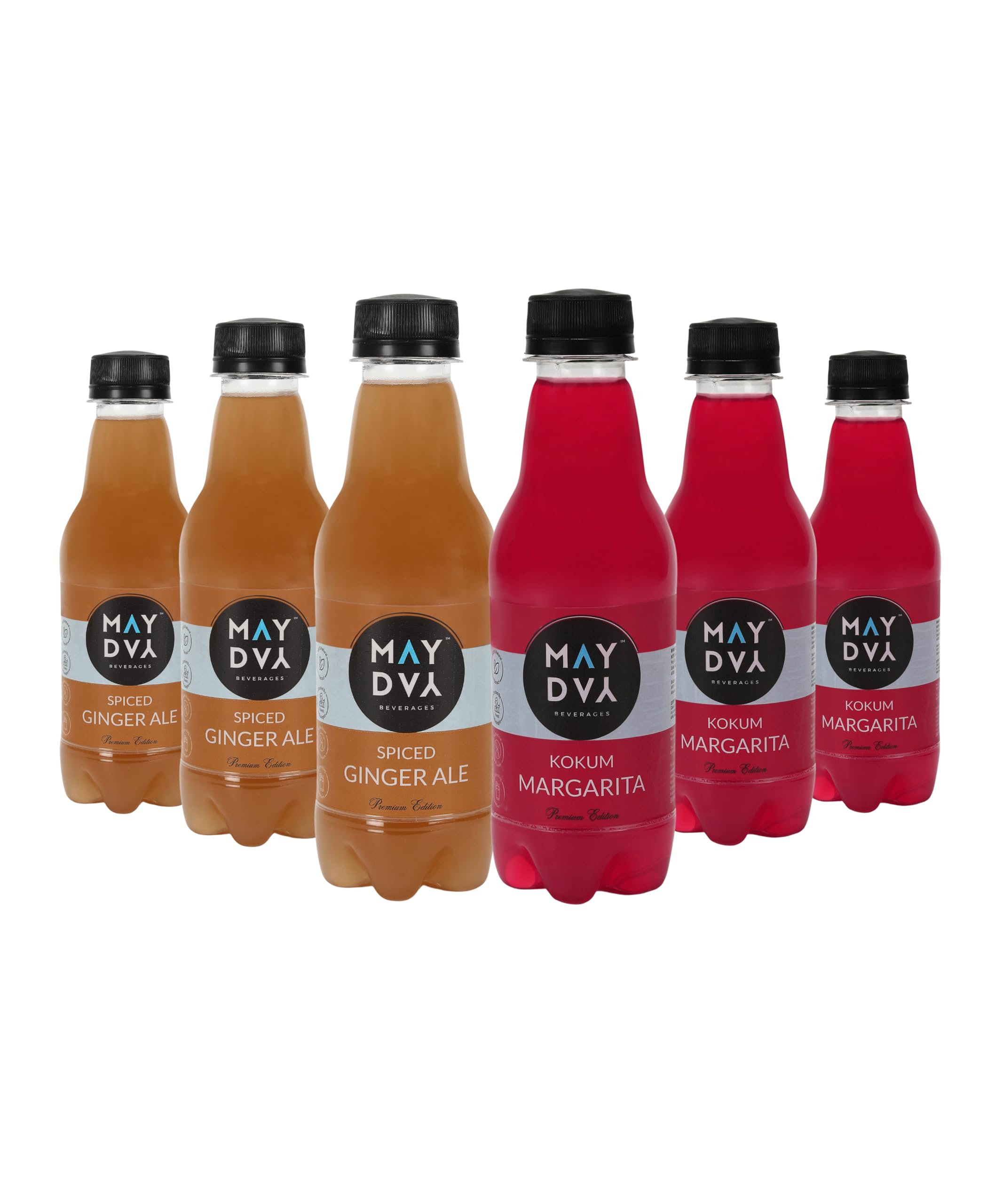 May Day SPICED GINGER ALE & KOKUM MARGARITA Combo Pack | Ready to Drink Mocktail | Premium Sparkling Mixer | 100% Natural, No Artificial Flavour | Real Fruits & Herbs with Goodness of Superfoods | Pack of 6 X 250 ml