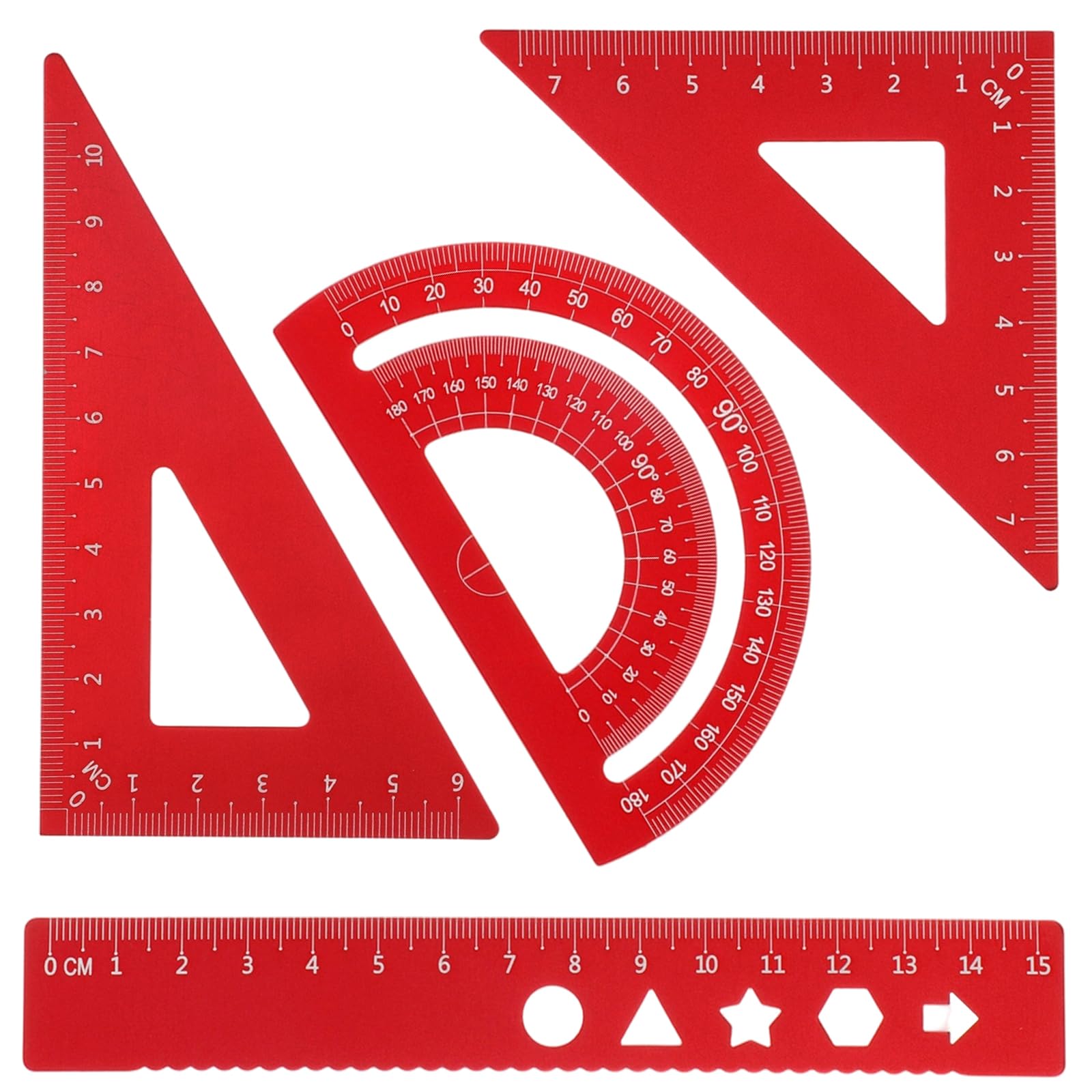 4 Pcs Metal Geometry Set Aluminum Alloy Ruler