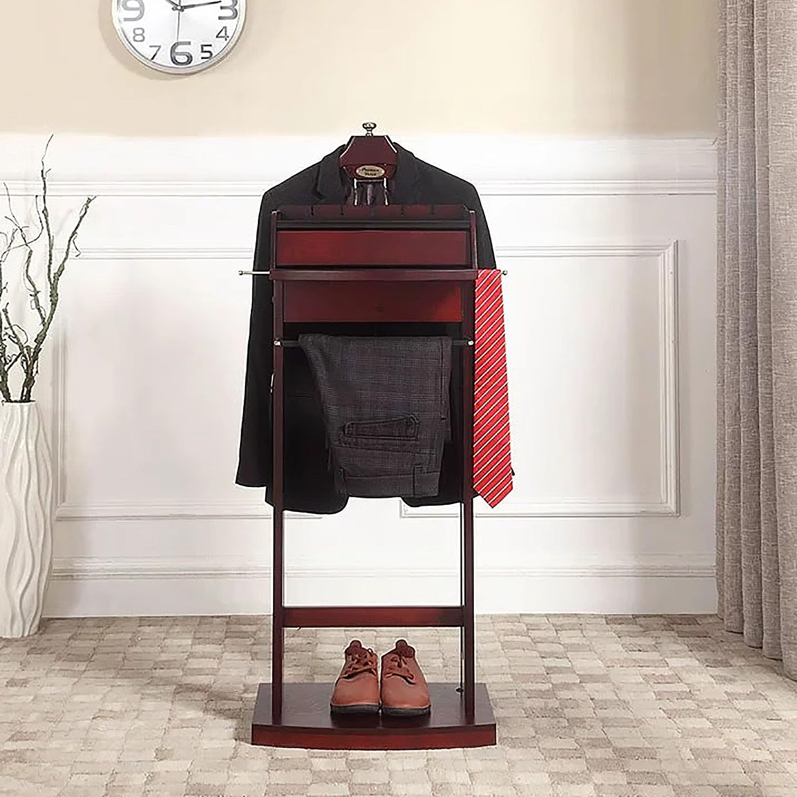 Servomuto da uomo in legno con base robusta, Sto Der, fermacravatte e abito Hanr – perfetto per camera da letto, ufficio o soggiorno nizat