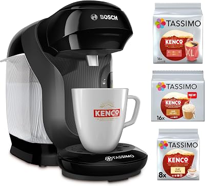 💎 79% MEGA DEAL! Tassimo by Bosch Style Friendly Pod Coffee Machine with 40 Kenco Drinks Starter Bundle, TAS112EGBC – Black
