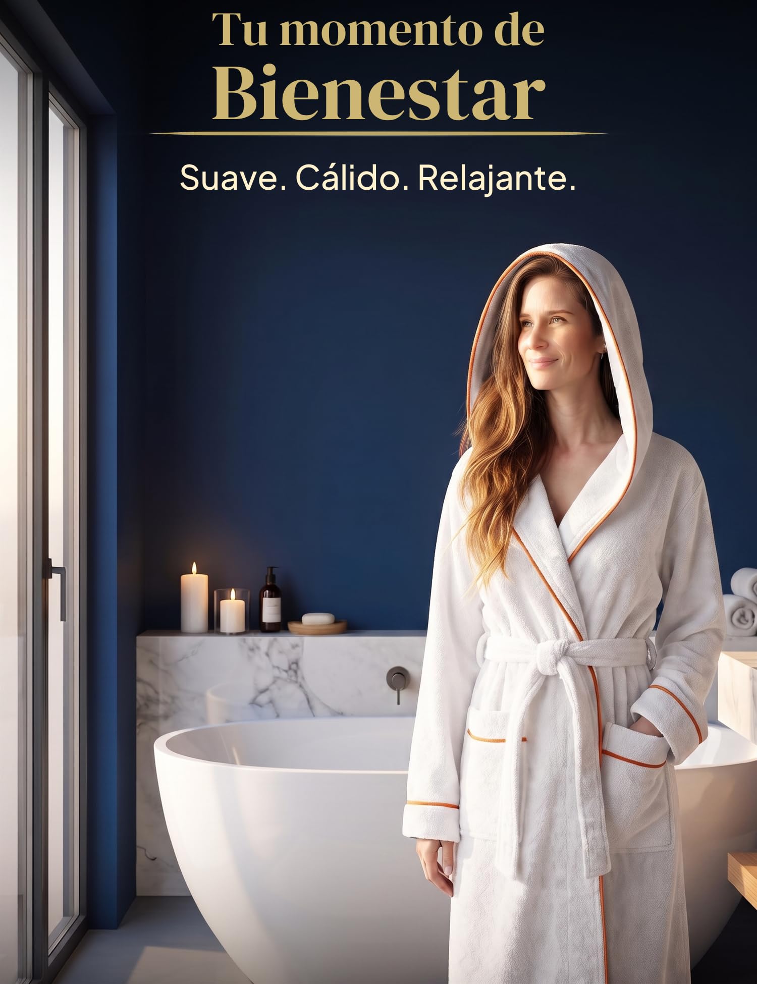 Albornoz para mujer con capucha de algodón suave - extra suave y cómodo - albornoz largo de felpa para sauna - certificado OEKO-TEX