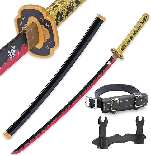 Miniatura 6 de Espada Demon Slayer - Réplica de Katana de anime de 41 pulgadas con cinturón y soporte, espada duradera perfecta para cosplay, espada Nichirin con