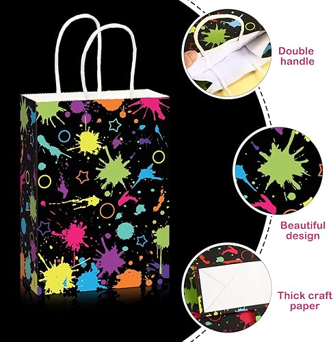 Miniatura 3 de Funrous 16 bolsas de fiesta brillantes con papel de seda, bolsas de regalo con temática de neón, bolsas de regalo que brillan en la oscuridad, para