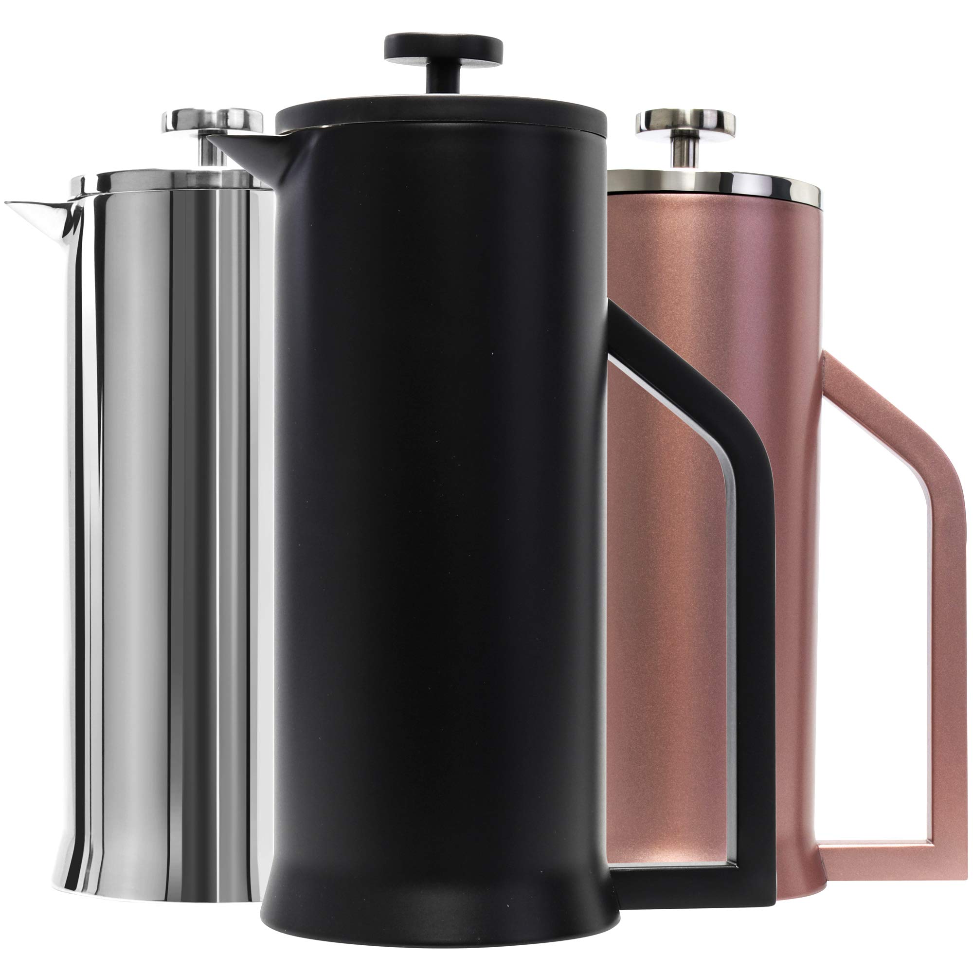Lafeeca French Press Coffee Maker - Stainless Steel Double Wall Vacuum Insulated - Large Thermal Brewer 34 oz 1000 ml - Black