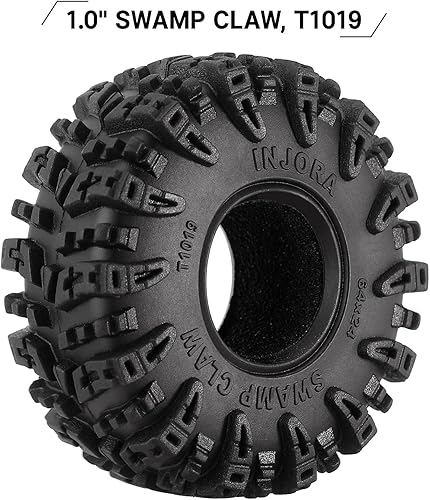 Miniatura 2 de INJORA Neumáticos 1.0  S5 Swamp Claw Mud Terrain Neumáticos para TRX4M AX24 Axial SCX24 FCX24 118 124 RC Crawler Car, 2.520 x 0.945 in, T1019