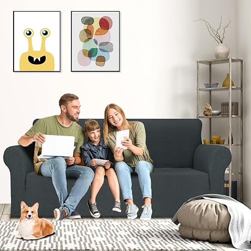 Miniatura 256 de MAXIJIN Funda súper elástica para sofá de 3 cojines, funda universal de 1 pieza para sofá de sala de estar, protector de muebles de elastano, apto