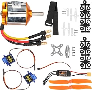 Dilwe RC Helicopter Fixed Wing Set, 2217 KV1100 Motor+1060 Propeller+9G Servo+40A XT60 ESC Kit 4-in-1 RC Fixed Wing RC Accessories for Remote Control Helicopter, RC Brushless Motor and ESC Kit