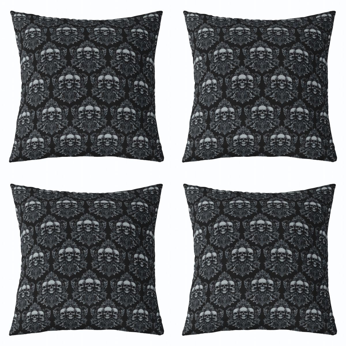 Housse de coussin 50 x 50 cm imprime floral gothique motif squelette Halloween adulte salon
