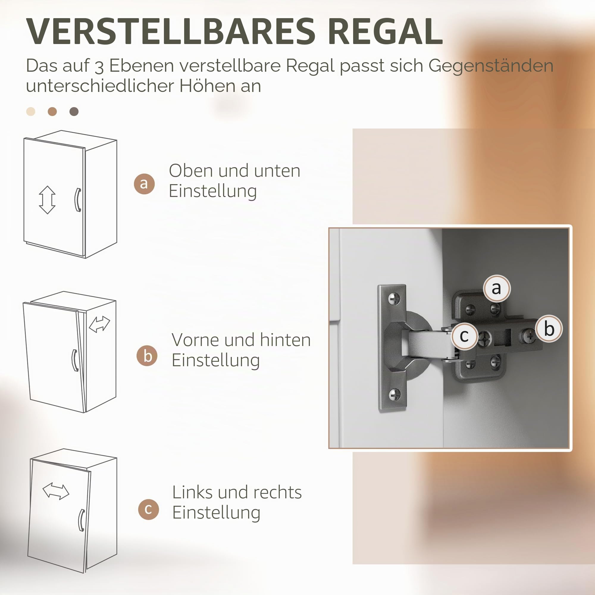 HOMCOM Mikrowellenmöbel, Küchenschrank, Sideboard, mit 1 Nische 3 Türen, Kabeldurchlass, für Küche, Esszimmer, Wohnzimmer, 80 x 35 x 97 cm, gehärtetes Glas, weiß und Holzoptik