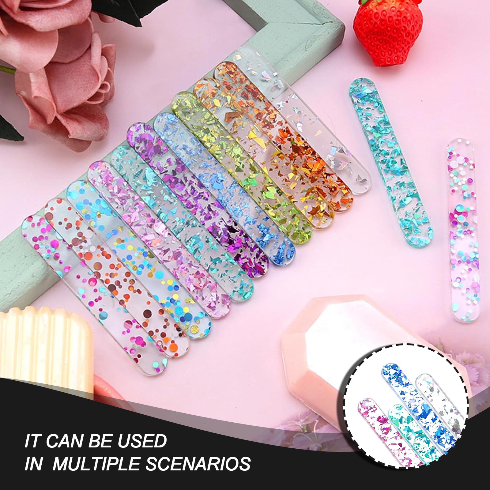 Palitos Reutilizables de Acrílico para Tartas - Pack de 50 Unidades - palitos de Espejo de plástico, palitos de Helado, Palitos de Paleta de Acrílico de Helado