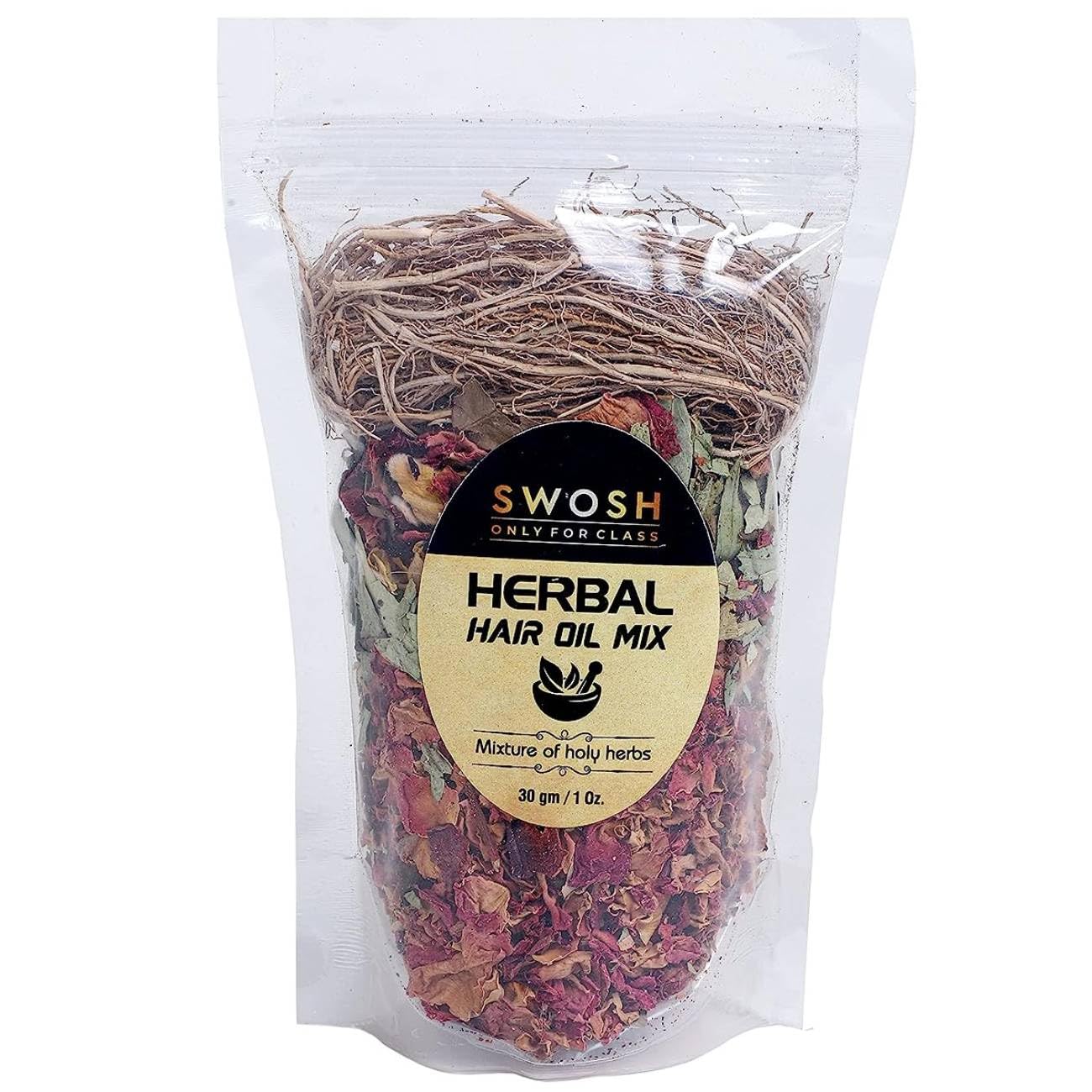 Swosh Ayurvedic Herbal Jadibuti Mixture For Hair Oil Infusion 30 Gram Pack For Complete Nourishment and DIY Home Remedy - Strong & Lustrous Hair(No Oil Included)