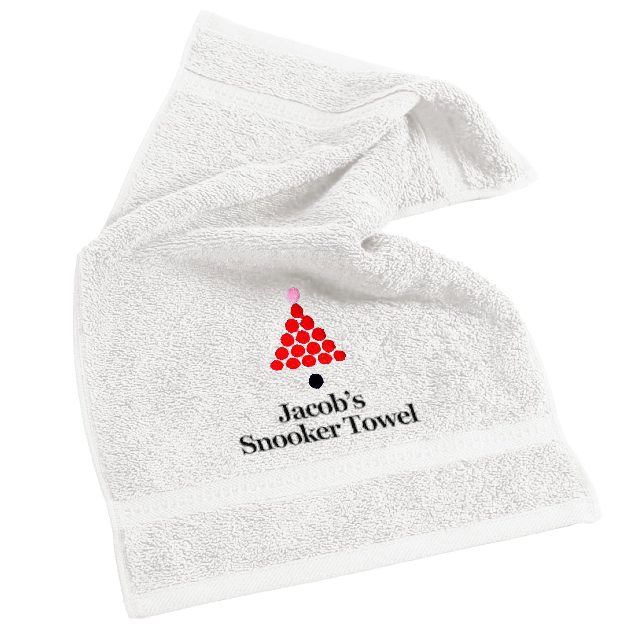 aztex Personalised Snooker Towel, 100% Cotton, White