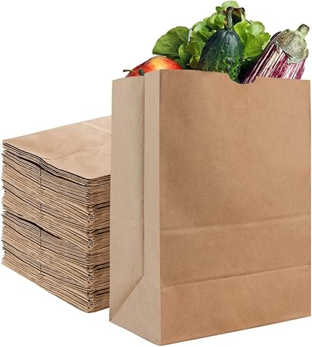 Stock Your Home Bolsas de papel kraft marrón de 52 libras (50 unidades) – Bolsas de comestibles grandes a granel para compras