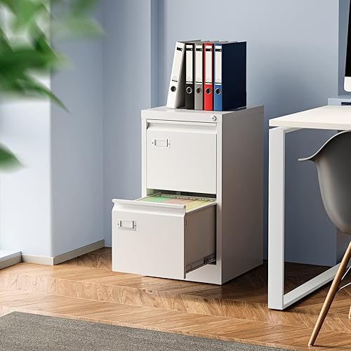 Miniatura 84 de Archivador de 3 cajones, archivadores para oficina en casa, gabinete de almacenamiento vertical de metal con cerradura, archivador de bloqueo