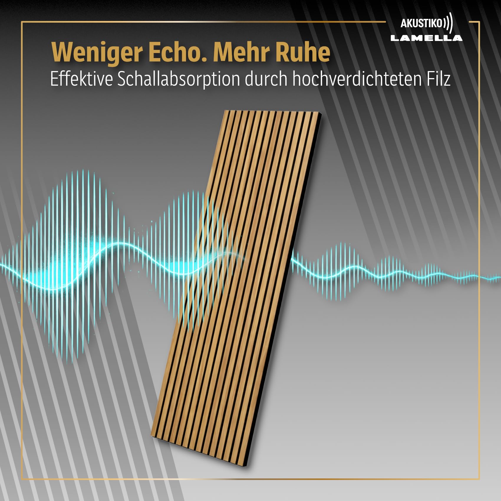 Akustiko Lamella Akustikpaneele 2 Stück 280x60cm - flexible Filz MDF Wandpaneele fugenlos - überlappende Holz Lamellenwand, Holzlamellen dünn - Akustik Wandverkleidung (3.36m² Natural Teak)