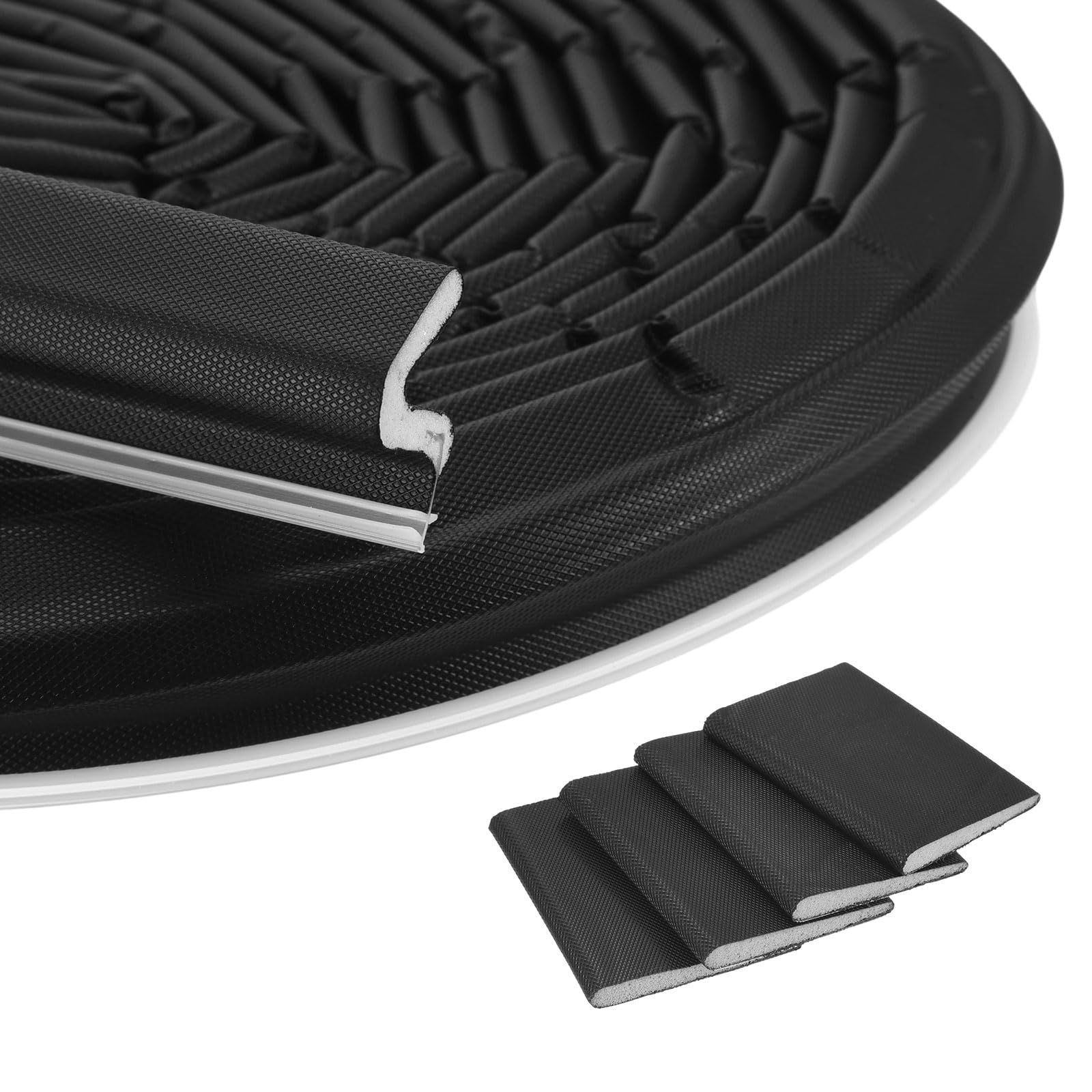 sourcing map Door Weather Stripping, 26.25 ft V-Shaped Kerf Front Exterior Door Frame Weather Stripping with 4 Corner Seals for Soundproof Entry Interior Frame Window Gap Filler, Black/White