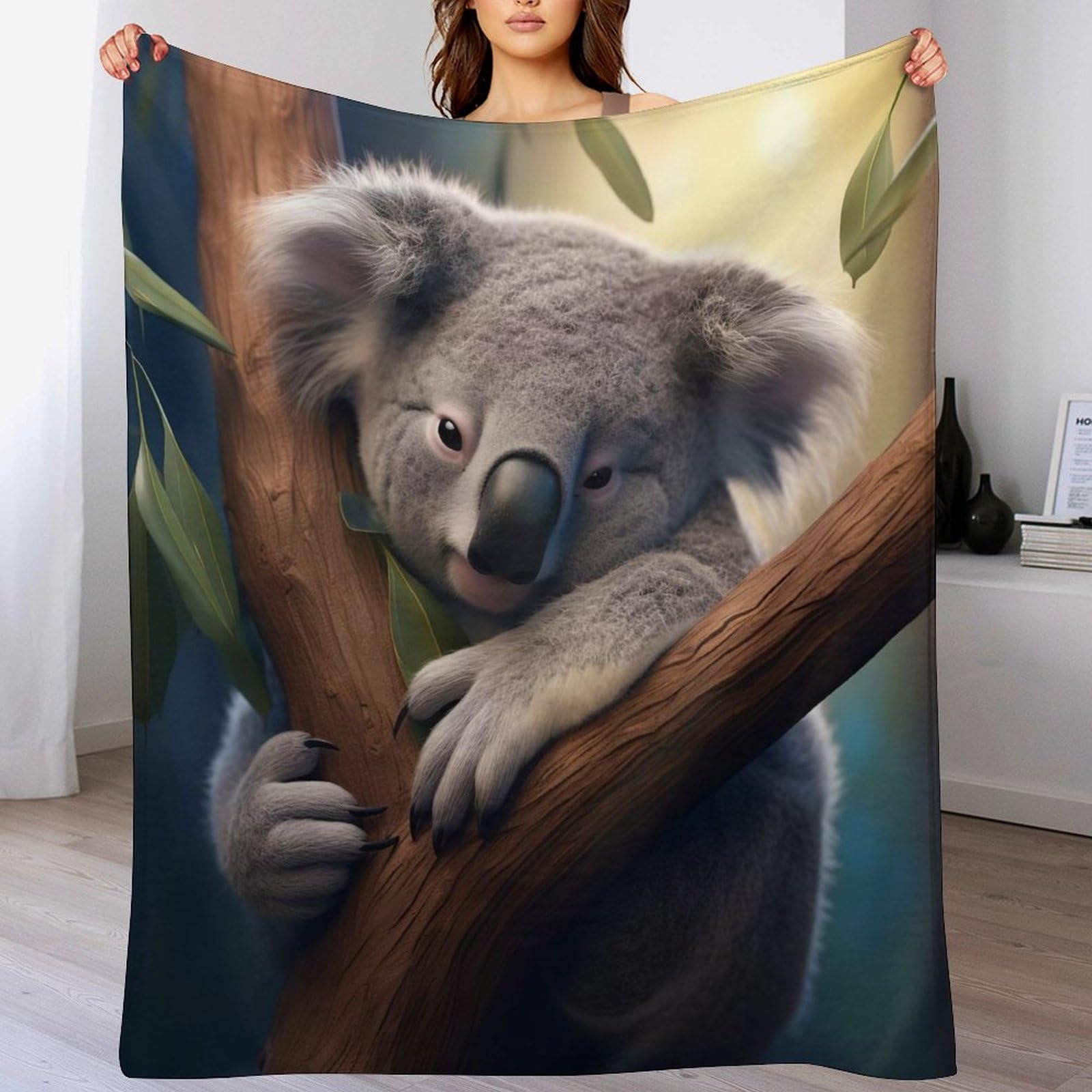 Plaid Koala douillet 150x200cm : l'idée cadeau parfaite pour une couverture de voyage chaude