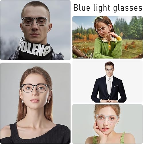 Miniatura 6 de ZNHIS Gafas de luz azul, anteojos con filtro de luz azul, paquete de 2, anteojos transparentes, anteojos de luz azul transparentes, anteojos de luz