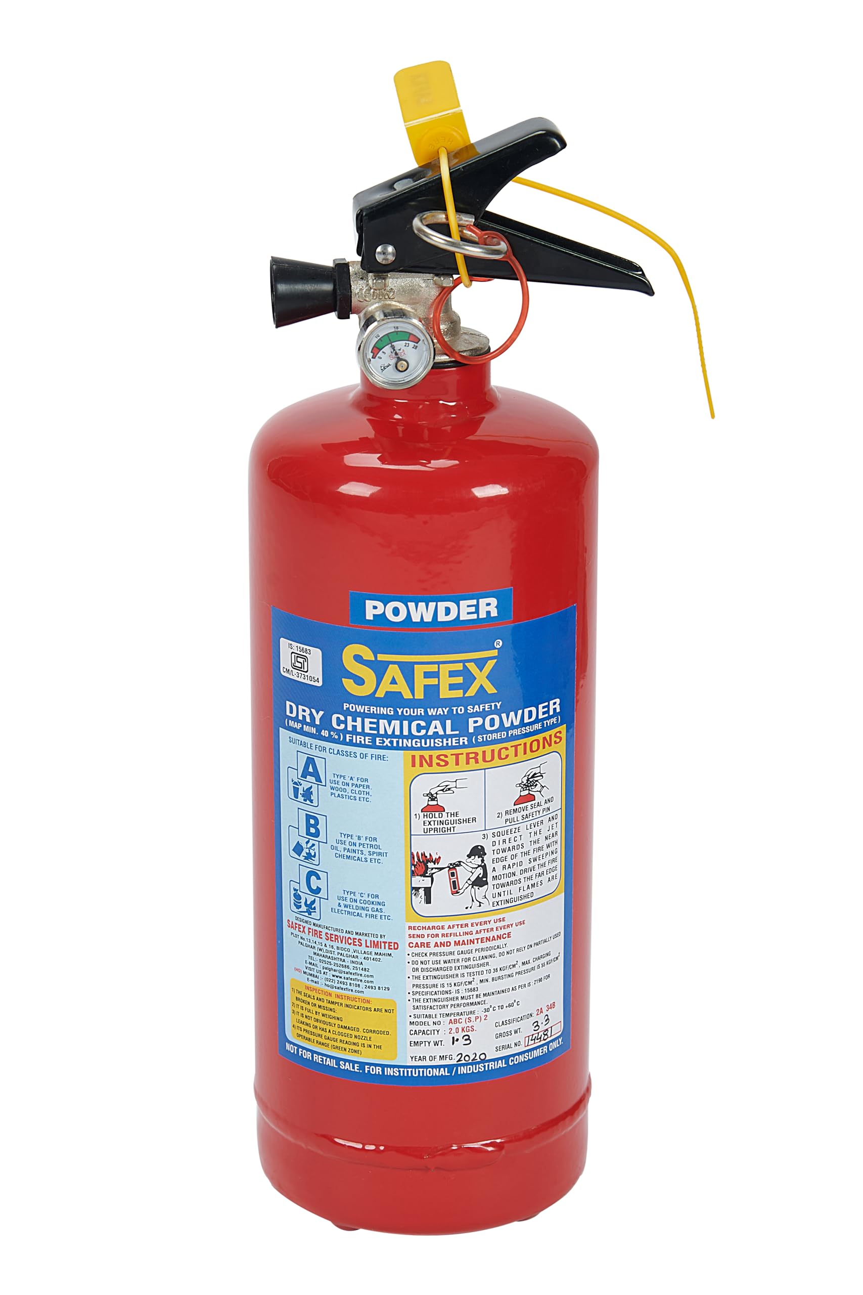 Safex ABC Dry Chemical Powder Fire Extinguisher | Portable Stored Pressure Type | MAP 40% | 1–9 Kg | Multipurpose Fire Safety for Home, Office & Vehicle (2KG)-picture-22