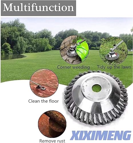 Miniatura 9 de Kit de cuchillas de acero irrompibles de 8 pulgadas, kit de cepillo de alambre para malezas, con kit adaptador de cuchilla para desbrozadoras