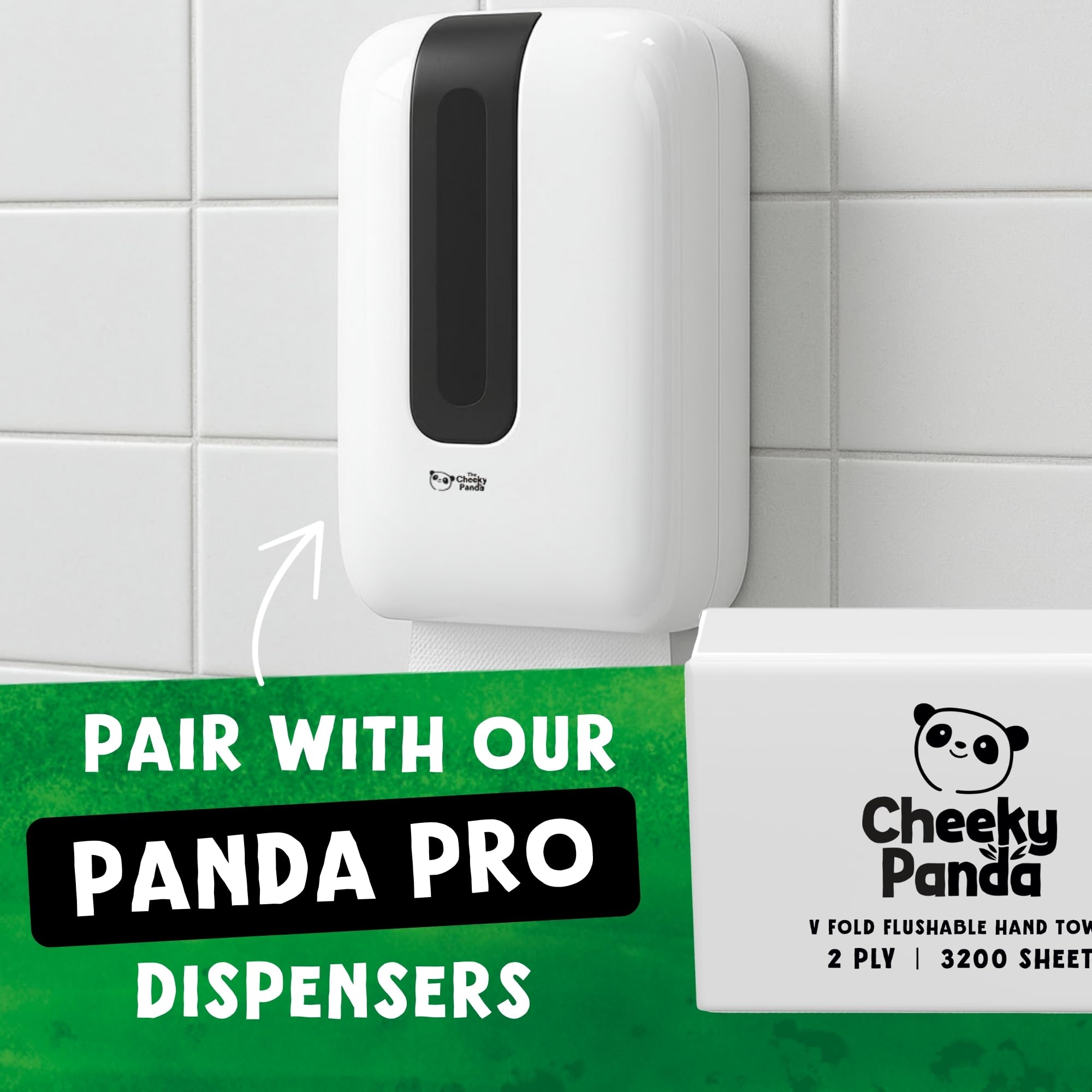 The Cheeky Panda Toallas de papel de bambú con pliegue en V | 3200 hojas (20 paquetes de 160) toallas de mano de papel de 2 capas para dispensadores