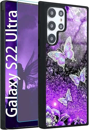 OOK Funda para Samsung Galaxy S21 Ultra con purpurina morada, diseño de nebulosa espacial, policarbonato duro y TPU suave, antideslizante, OOK Funda para Samsung Galaxy S21 Ultra con purpurina morada, diseño de nebulosa espacial, policarbonato duro y TPU suave, antideslizante,